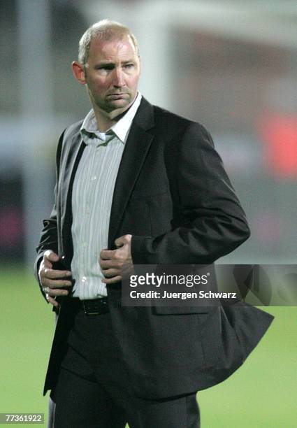 Coach Dieter Eilts of Germany walks on the pitch before the U21 Euro 2009 qualifier between Germany and Moldavia at the Husterhoehe stadium on...