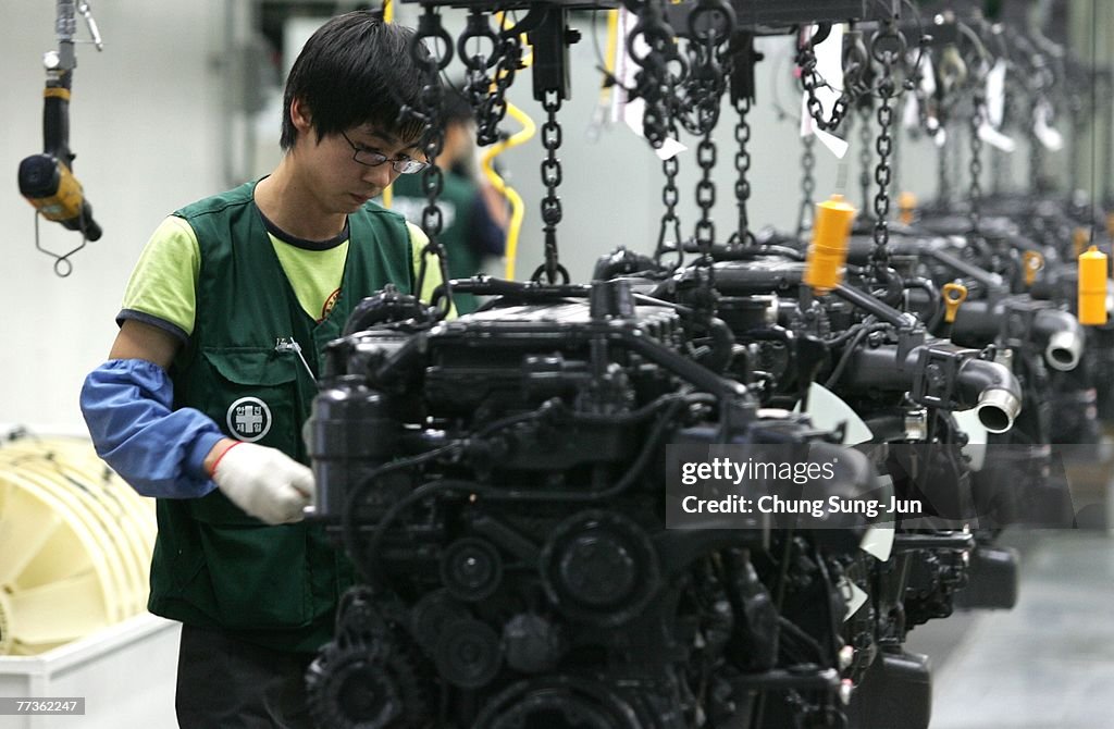 Workers Assemble New Trucks On Hyundai Factory Production Line
