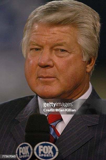 Fox Sports analyst Jimmy Johnson during the pregame of the New York Giants versus Kansas City Chiefs game at Giants Stadium in East Rutherford, NJ on...