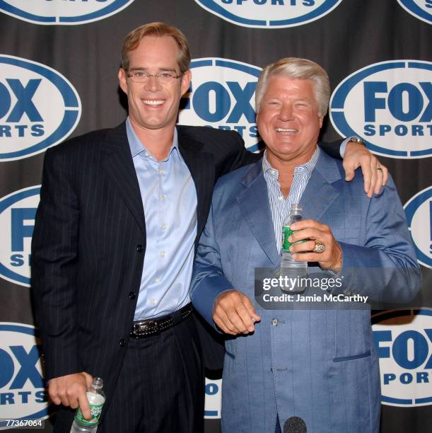 Joe Buck and Jimmy Johnson during a press conference to announce the new Fox football broadcasting team for Fox Sports at the News Corp. Building in...