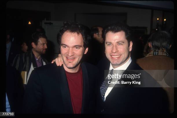 Director Quentin Tarantino and actor John Travolta stand at the Los Angeles Film Critics Awards January 17, 1995 in Los Angeles, CA. Celebrities and...
