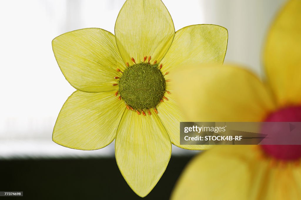 Tinkered cloth-flower, close-up, selective focus