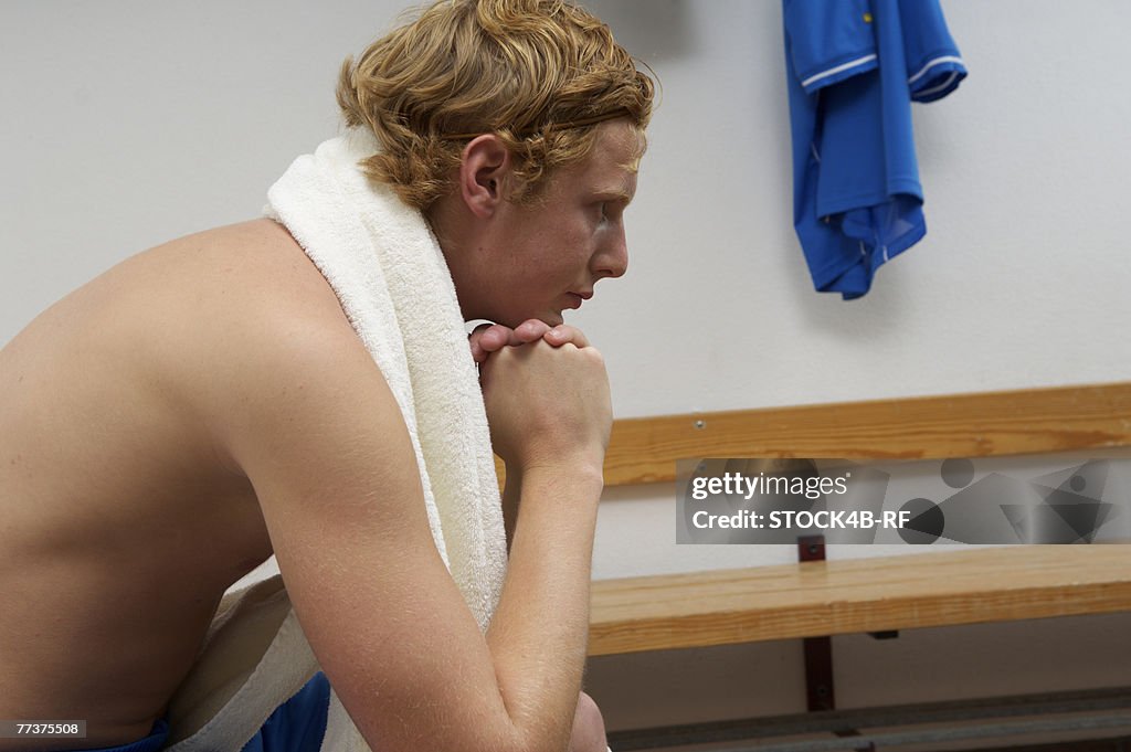 Reflective kicker sitting in dressing room