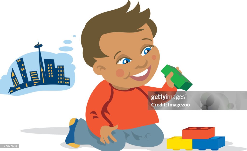 Boy playing with blocks
