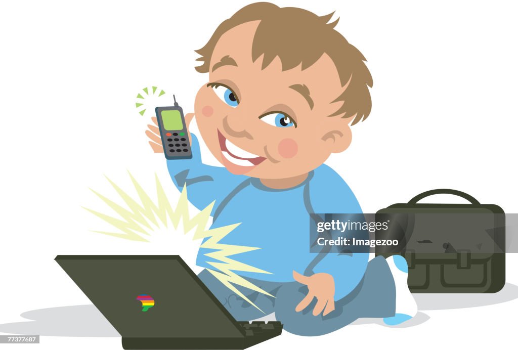 Boy playing with technology