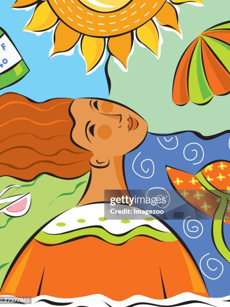 stockillustraties, clipart, cartoons en iconen met sun protection - vitamine d