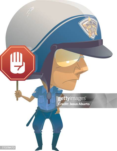 stockillustraties, clipart, cartoons en iconen met portrait of a crossing guard - verkeersbrigadier