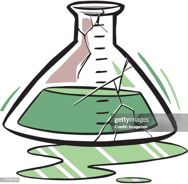 cracked beaker - broken beaker stock illustrations