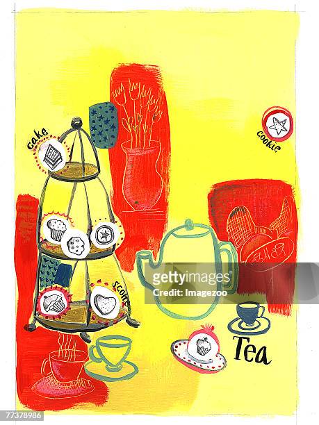 tea time - スコーン点のイラスト素材／クリップアート素材／マンガ素材／アイコン素材