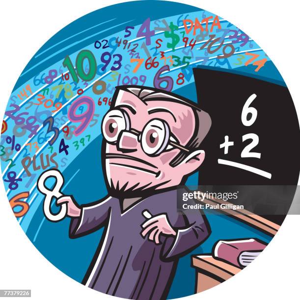 a math genius teaching maths - round eyeglasses clip art stock illustrations