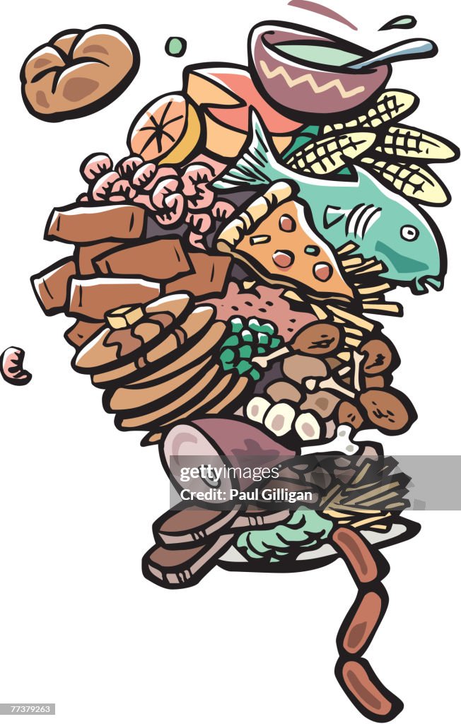 Drawing of a stack of food