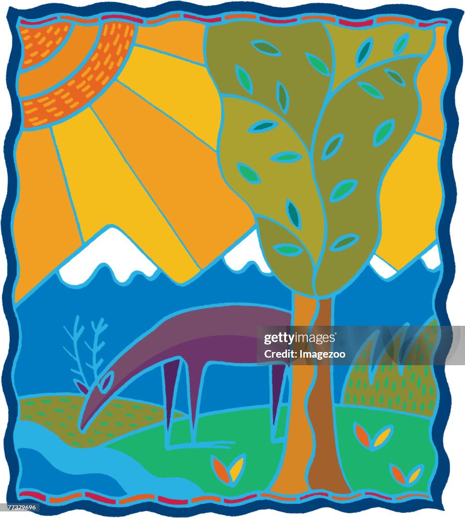 Deer drinking from a stream