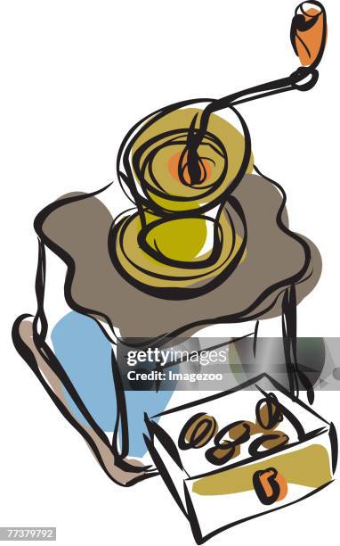 coffee bean grinder - grinding stock illustrations