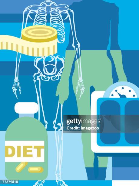 diets and eating disorders - anorexia stock illustrations