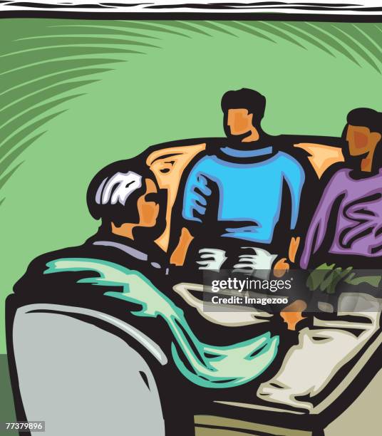 a doctor consulting with a young couple - marriage counseling stock illustrations