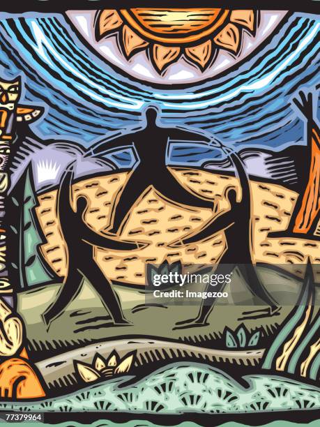 native dance - rain dance stock illustrations