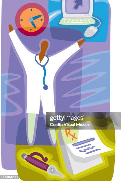 vmo0541 - pharmacist computer stock illustrations