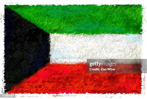 zwi0044 - kuwaiti flag stock illustrations