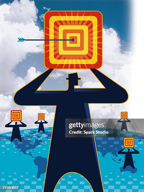 a drawing of a bull's eye hit - in the search of spark stock-grafiken, -clipart, -cartoons und -symbole