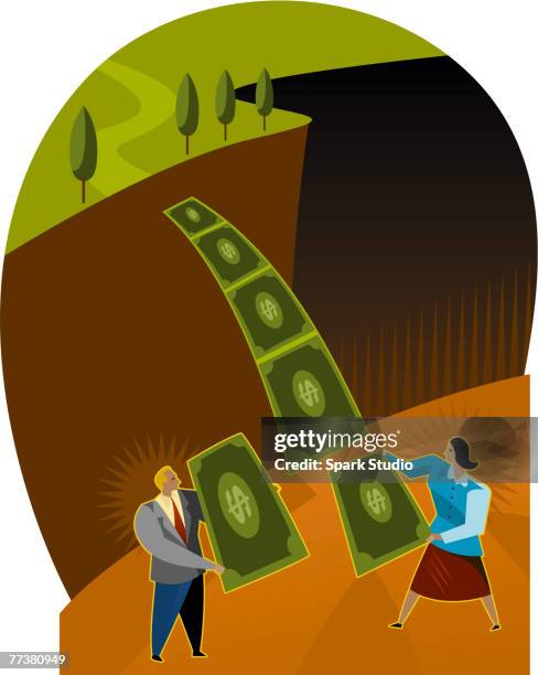 people making a bridge out of money - suit jacket stock illustrations