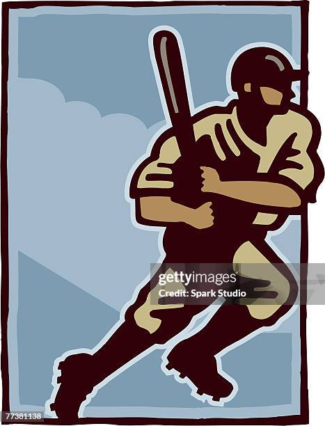 a baseball player during a game - baseball batter stock illustrations