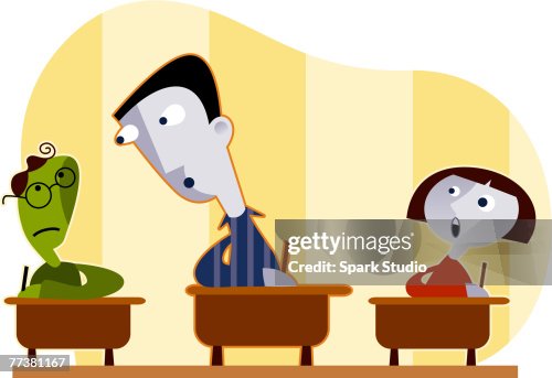 A boy cheating on an exam A boy cheating on an exam