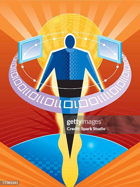 An Illustration Of A Man With Computer Code High-Res Vector Graphic ...