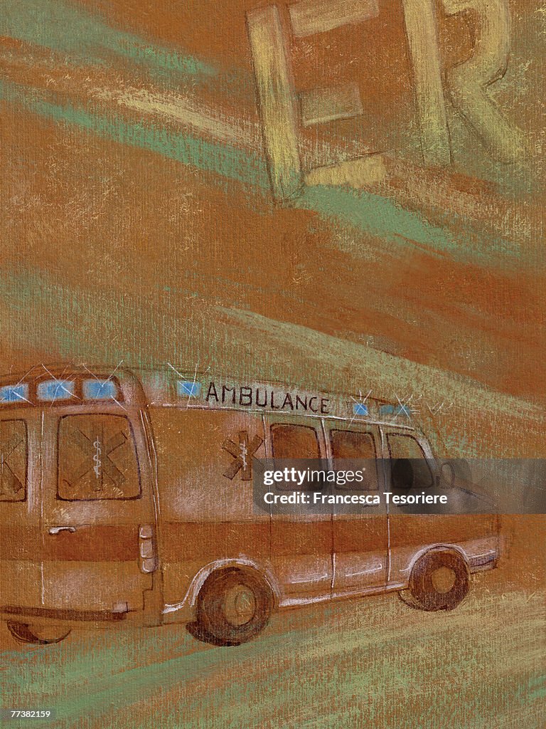 A drawing of an ambulance