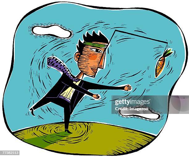 businessman chasing a carrot - sitting duck stock illustrations