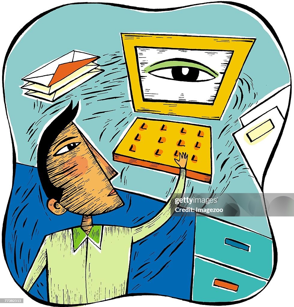 A computer user being watched