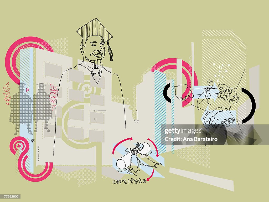 Illustration of a graduate of an MBA degree