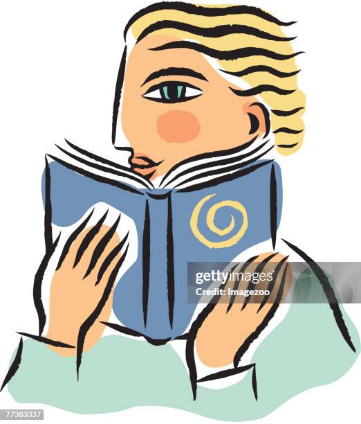 reading a book - librarian reading stock illustrations