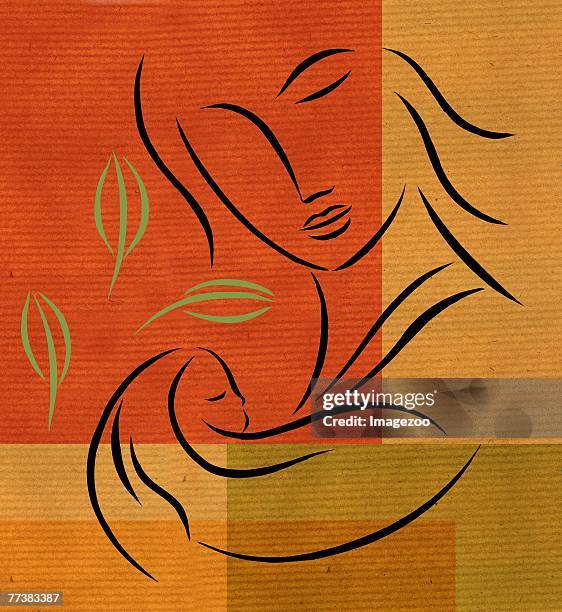 mother and child - two nurses stock illustrations