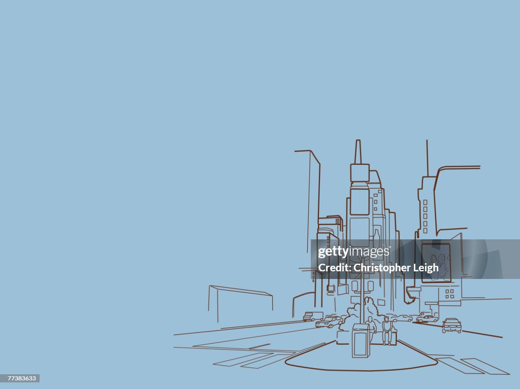 An illustration of a city scene