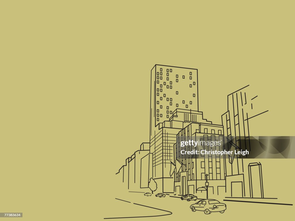 An illustration of highrise buildings