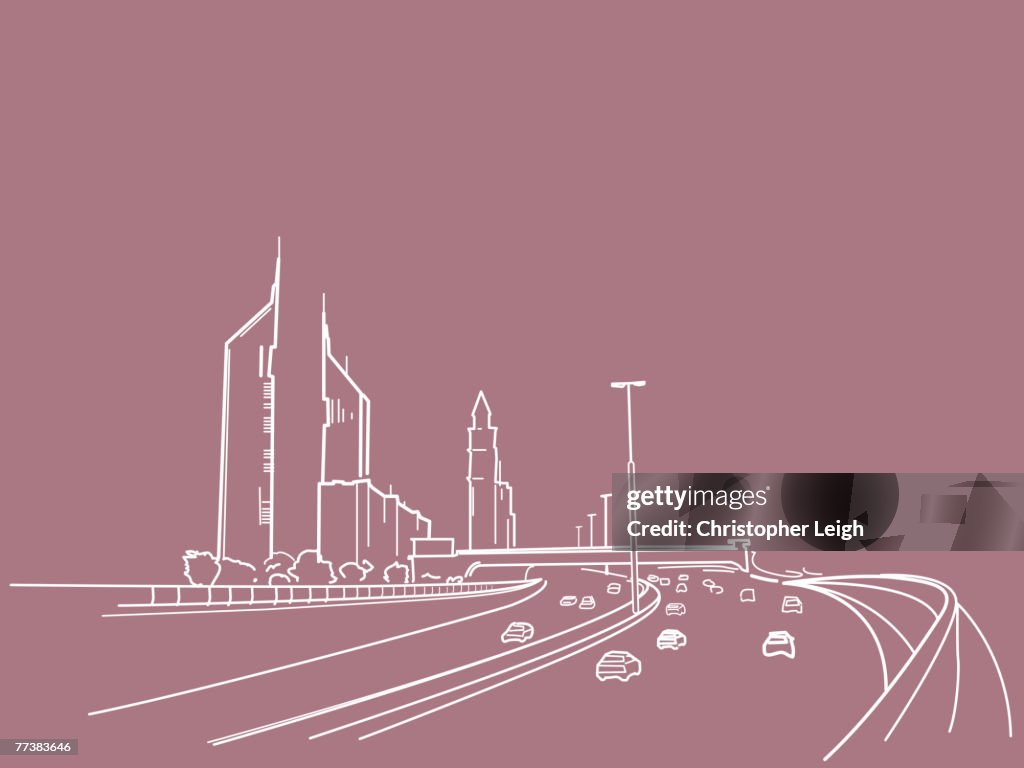 An illustration of a freeway