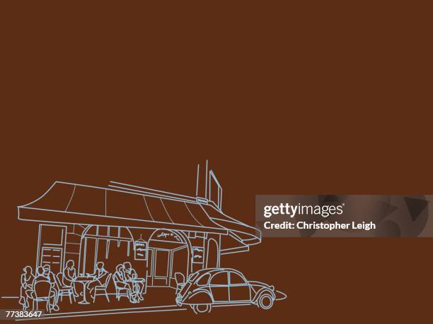 an illustration of people at an outfoor cafe - foodie stock illustrations