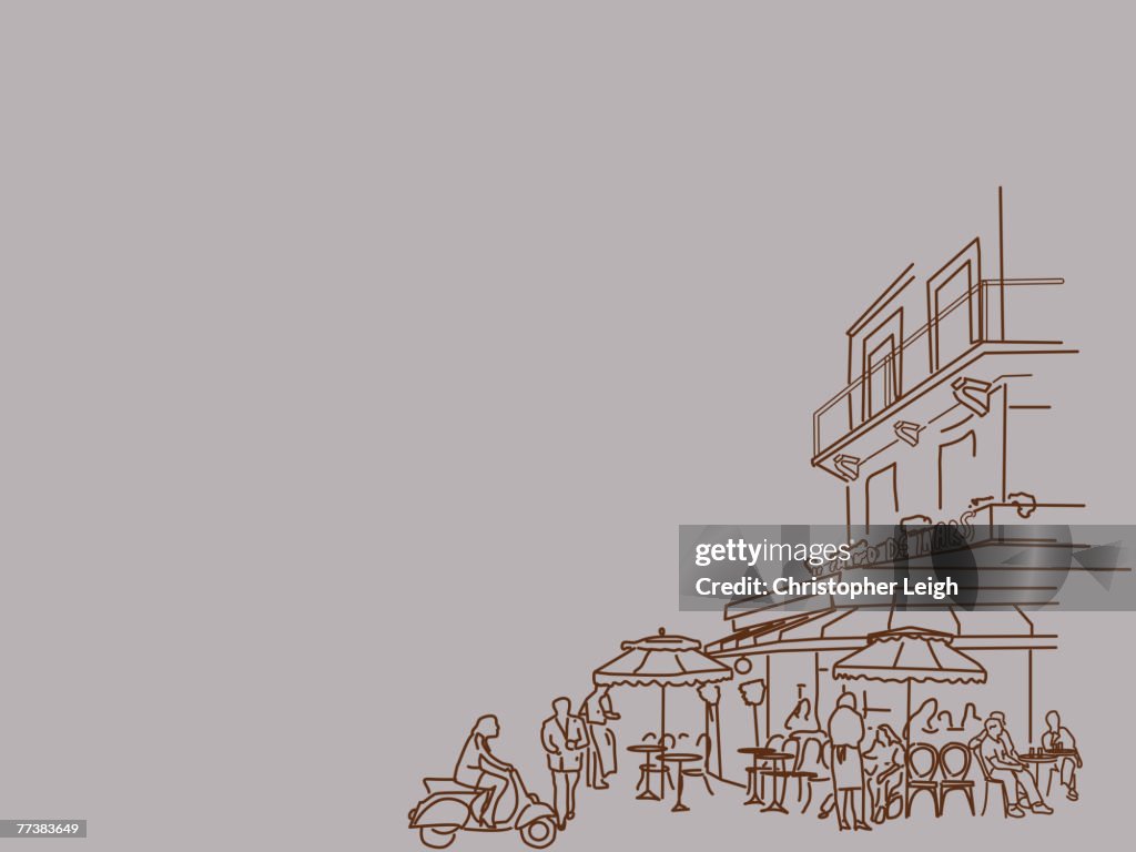 An illustration of people at a busy restaurant