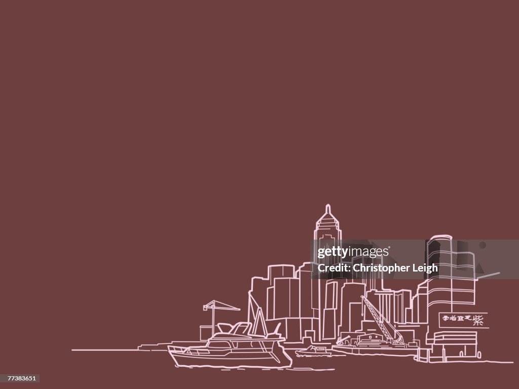 An illustration of buildings at the waterfront
