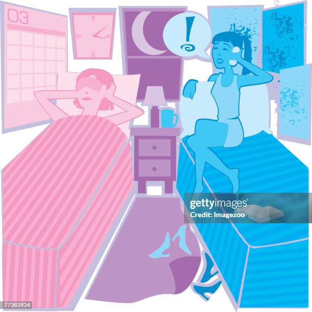 dorm roommates - sorority stock illustrations