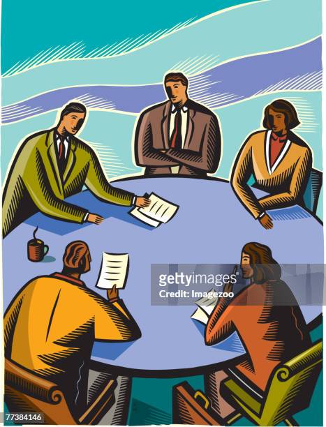 board meeting - arbitration agreement stock illustrations