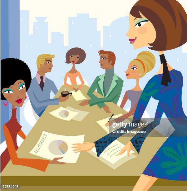 meeting room - chairperson stock illustrations