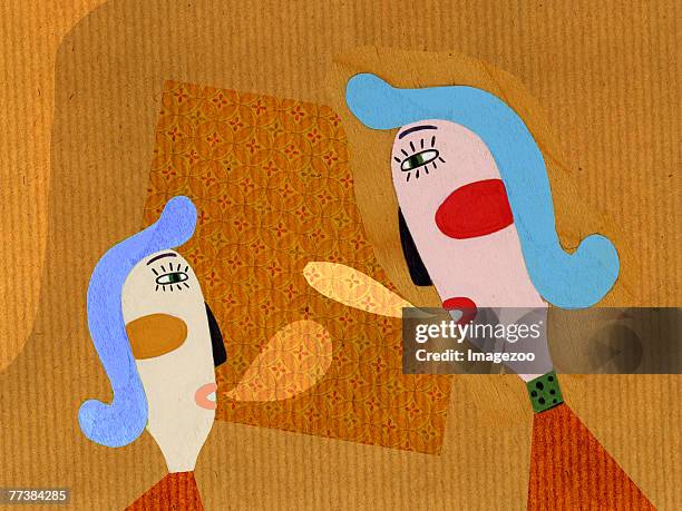 mother and daughter having a conversation - ein elternteil stock-grafiken, -clipart, -cartoons und -symbole