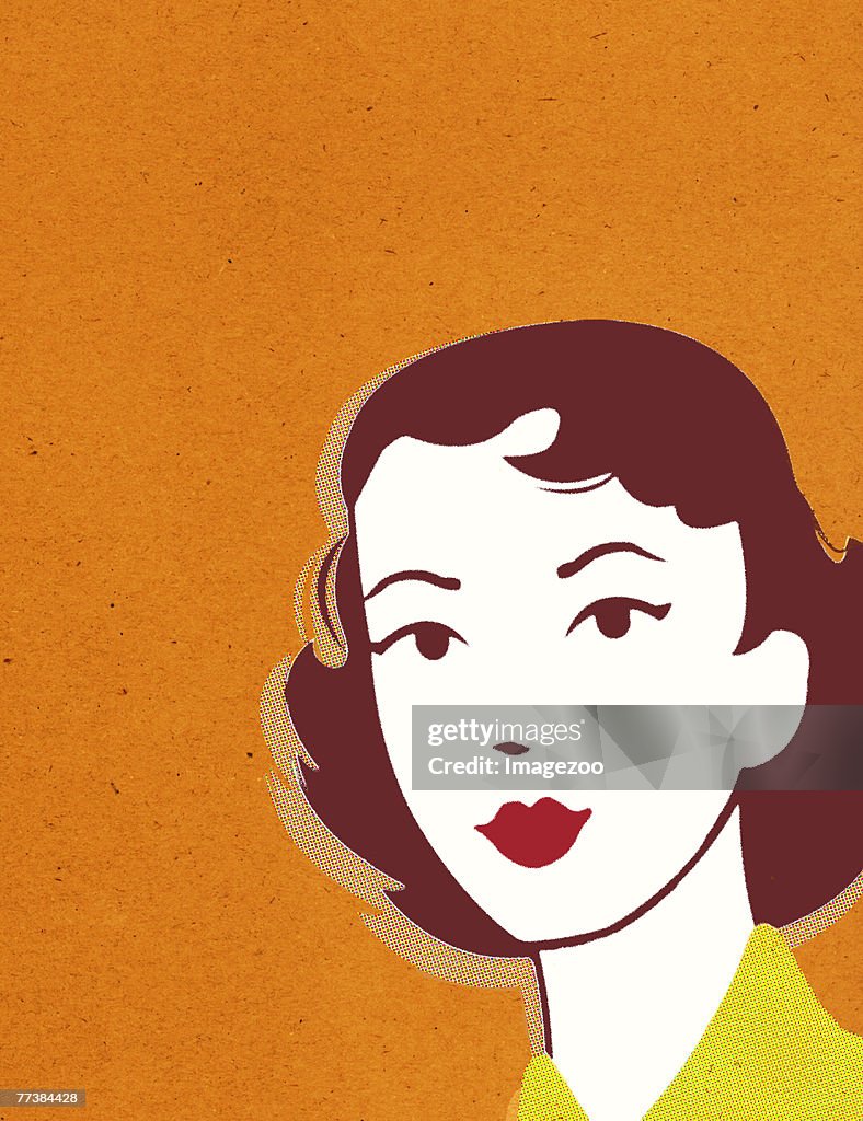 Retro gal with orange background