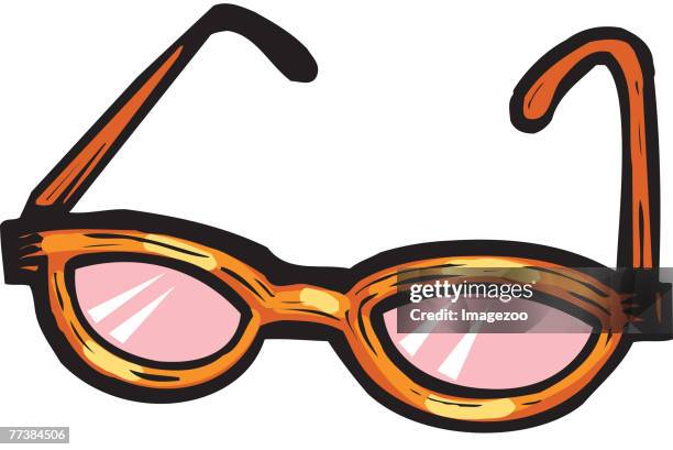 ilustrações, clipart, desenhos animados e ícones de pair of rose colored glasses - vista inclinada