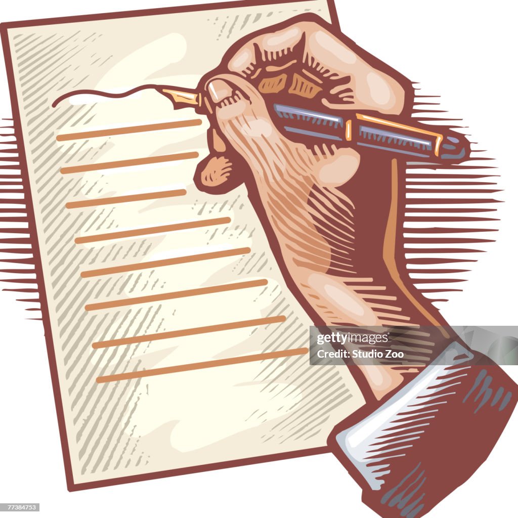 A Person Writing A Letter With A Pen High-Res Vector Graphic - Getty Images