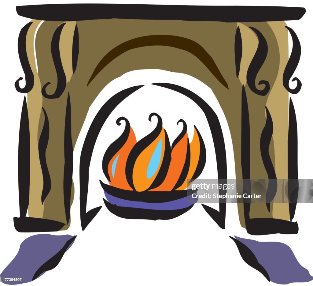 Drawing of a fireplace