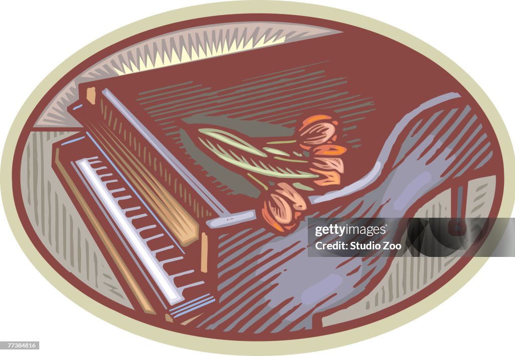 Piano with flowers on it