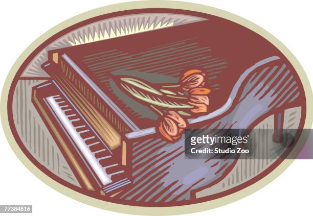 piano with flowers on it - ____ stock illustrations