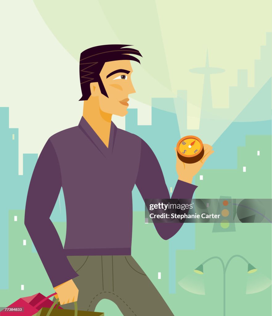 Guy Using A Compass A Man Using A Compass High-Res Vector Graphic - Getty Images